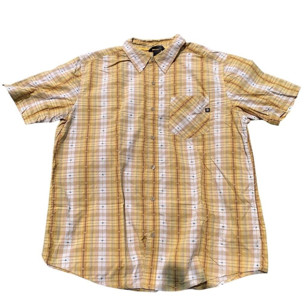 Marmot Men's Yellow Plaid Short Sleeve Button-Up Shirt Size‎ L